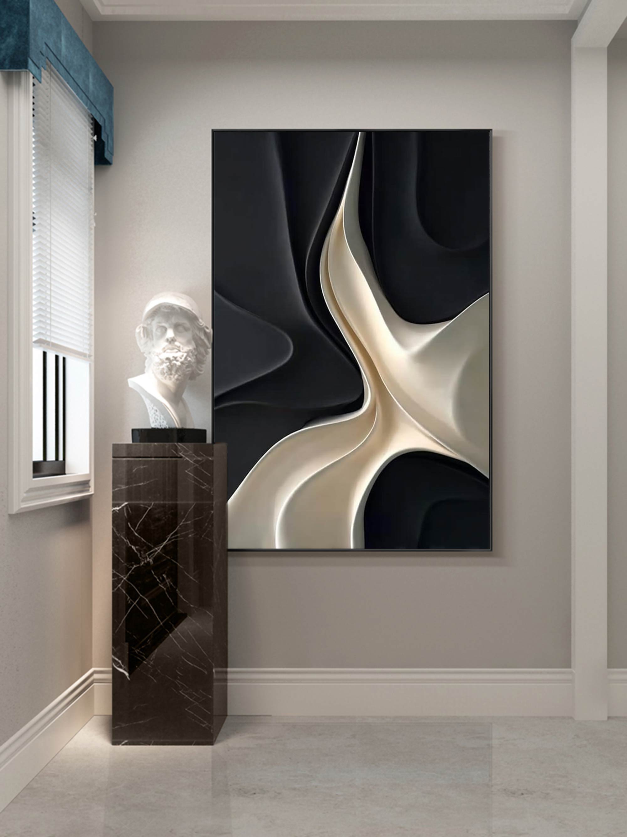 Black white texture wall art Wood Wall Decor Sculptured art Painting
