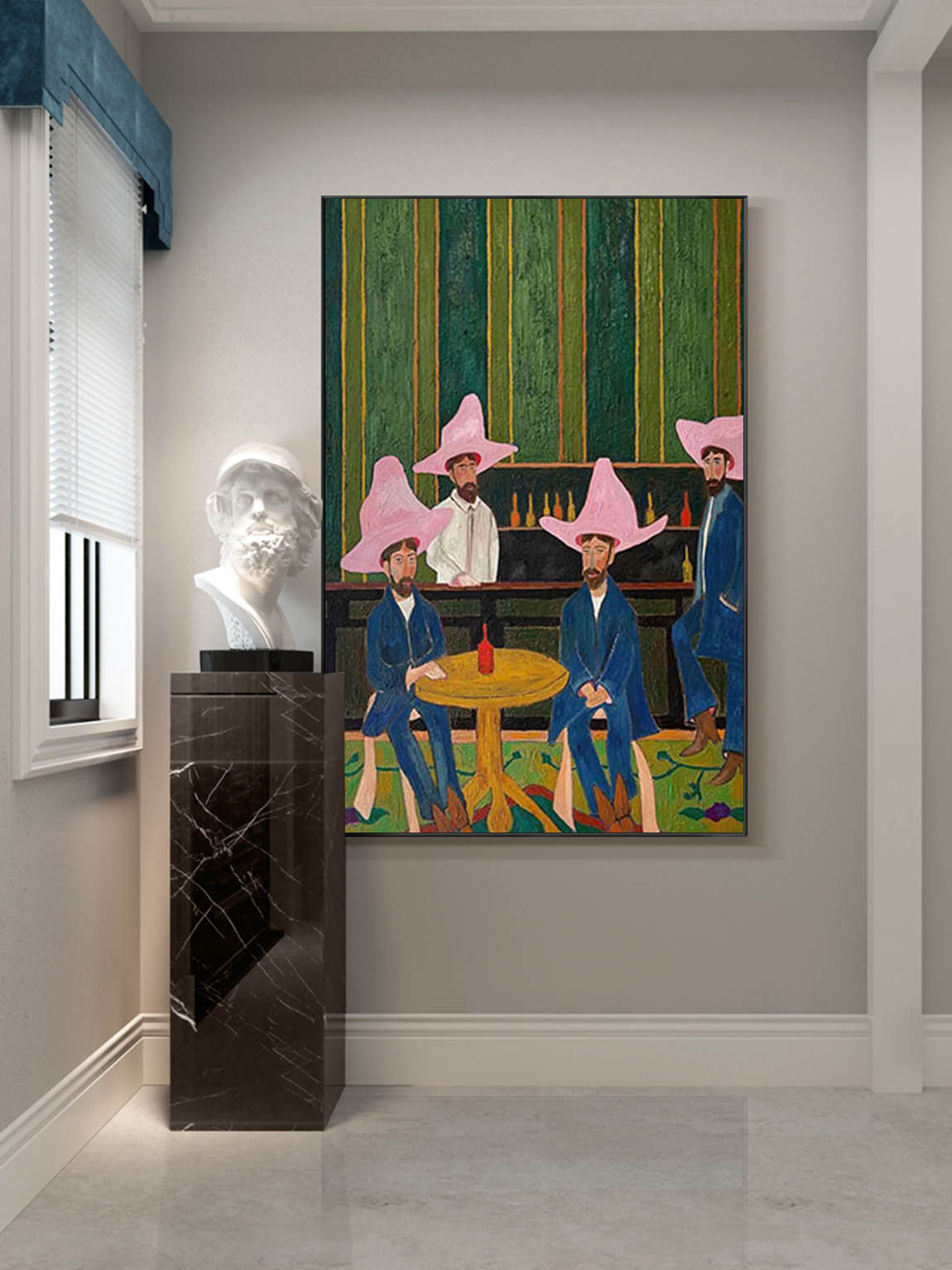 red hat figure abstract painting figure art Figure abstract painting Red hat figure painting 