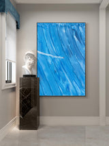 Large Blue surfing painting Wall Art Blue Minimalist Abstract Painting Light Blue surfing Abstract painting 