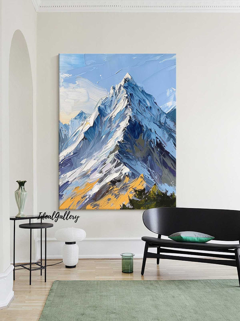 Snow mountain painting Large blue Snow mountain Abstract Painting mountain landscape painting