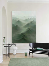 Sage green Mountains landscape painting Green Mountains Abstract painting Green Mountains canvas art