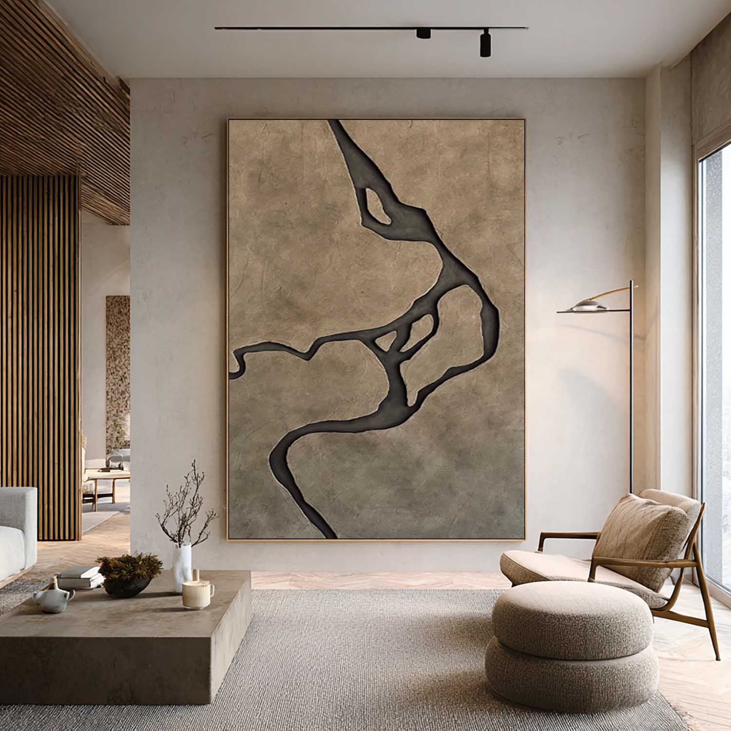 Hand-Carved River Veins Wood Wall Art - Wabi-Sabi 3D Relief Sculpture For Living Room Decor