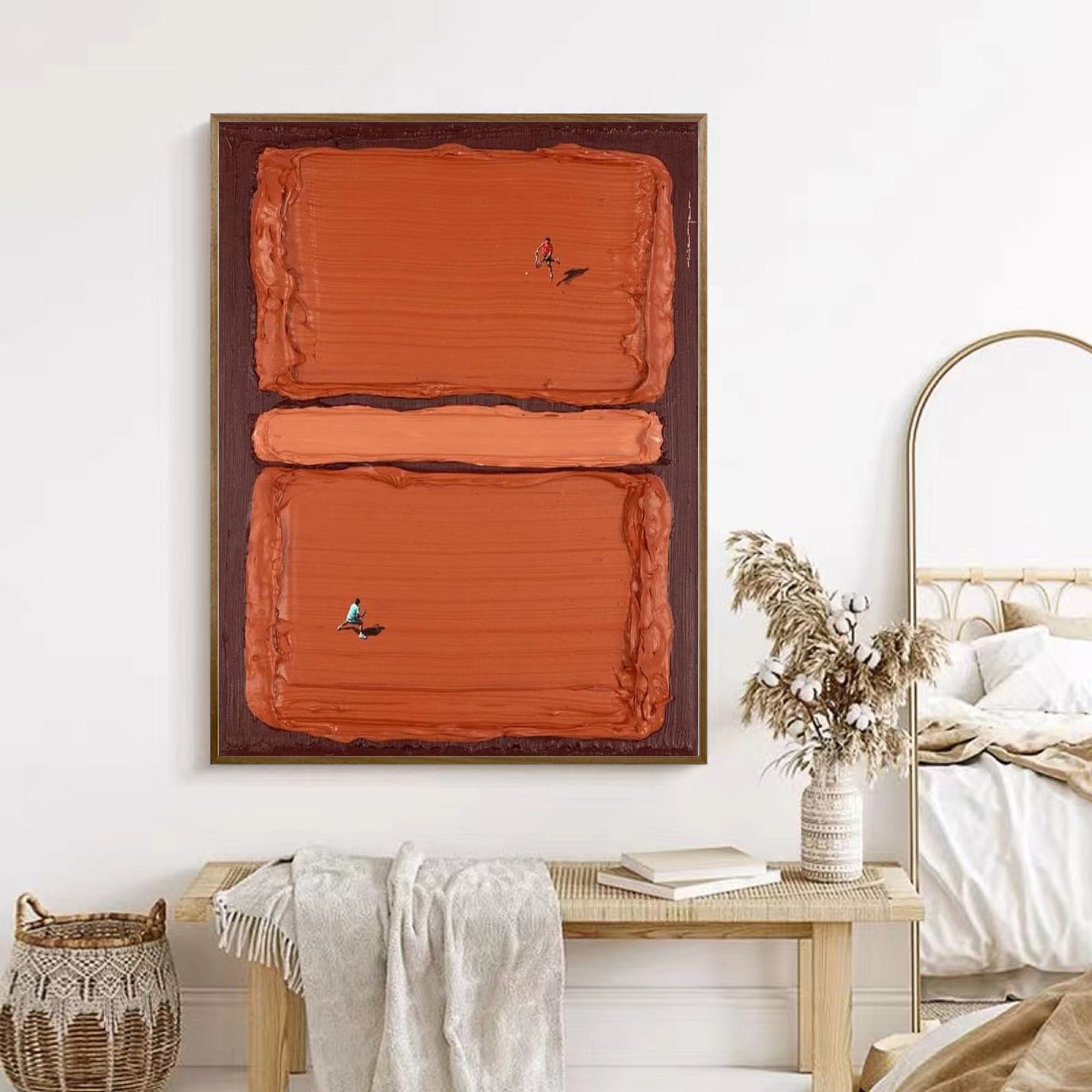 Red tennis court art Red tennis art Red tennis 3D textured impasto art