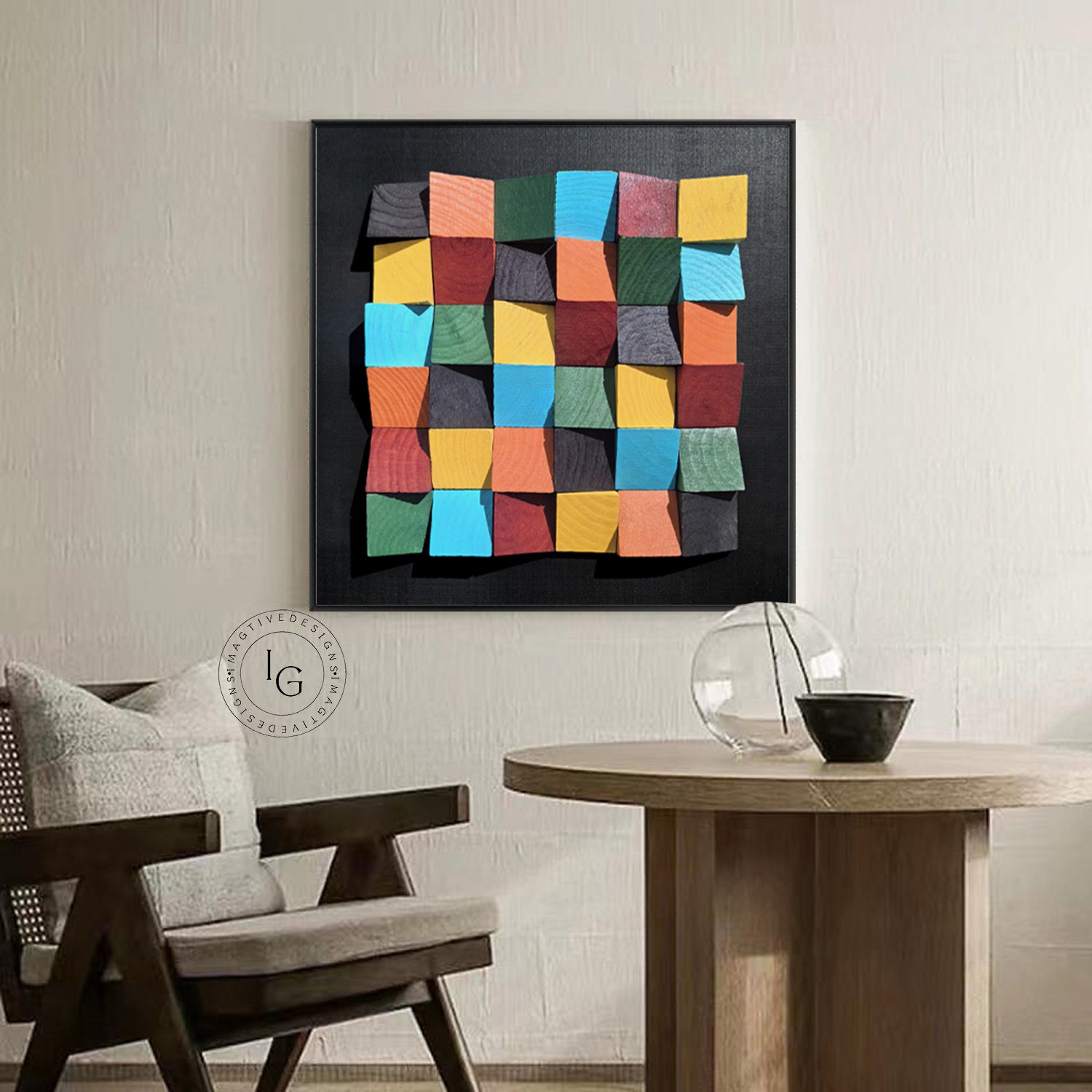 Colorful wood wall Textured Art Colorful Wood collage decor painting