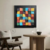 Colorful wood wall Textured Art Colorful Wood collage decor painting