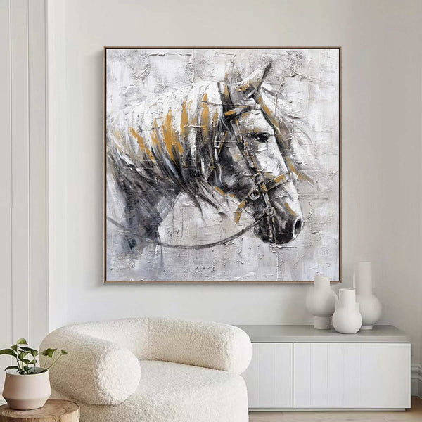 Ferghana horse painting black horse head painting Horse oil painting horse head painting Animal Painting black horse head painting