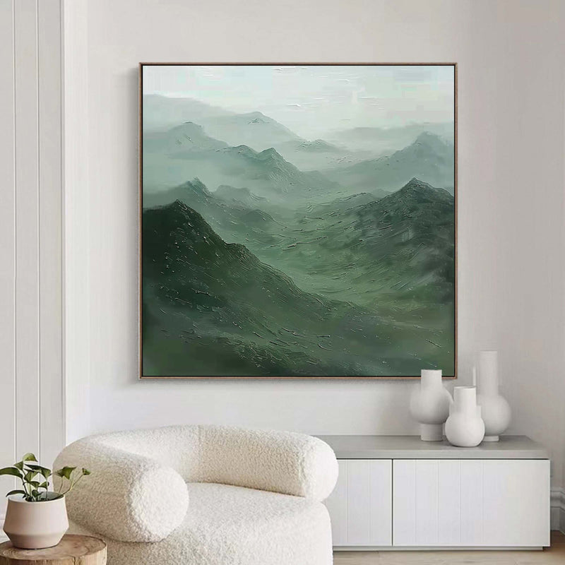 Large Green mountain Abstract Painting Green mountain painting Green landscape painting