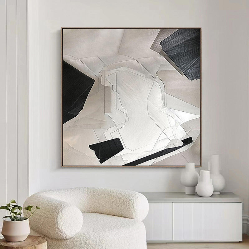 Beige Minimalist Wall Art Beige Wabi Sabi Wall Art Black Beige Grey Minimalist Painting 