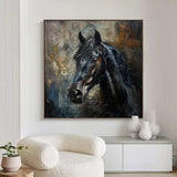 black horse head painting Horse oil painting horse head painting Animal Painting