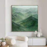 Green mountain painting Large Green mountain Abstract Painting Green landscape painting