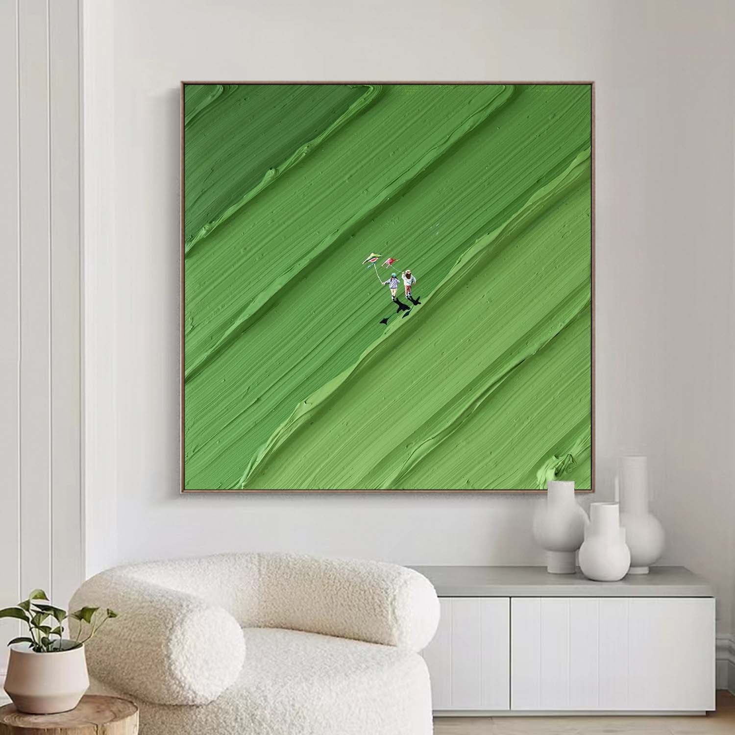 Green Textured Wall Art Green Abstract Painting Green 3D Texture Painting Green Abstract Art Green Minimalist Painting