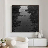 Black 3D Abstract Painting Black 3D Textured Painting Black 3D Minimalist Painting Large Black Abstract Painting Black abstract wall art