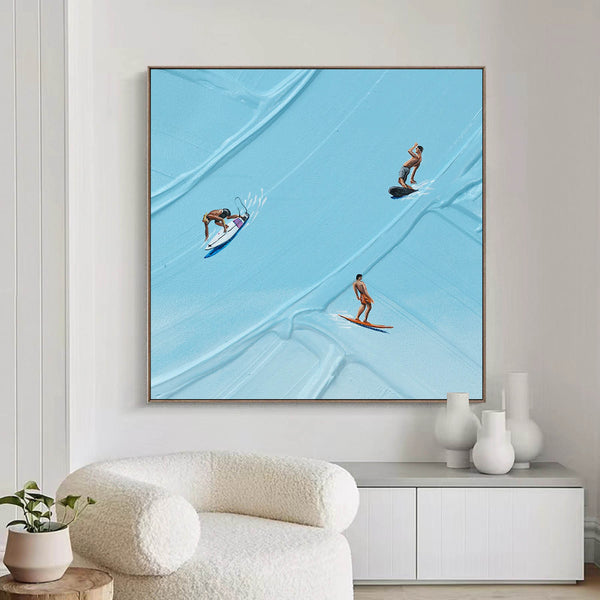 Blue Surf Painting Large Blue textured Abstract Painting Blue swimming painting holiday leisure painting