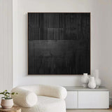 Black 3D Abstract Painting Black 3D Textured Painting Black 3D Minimalist Painting Large Black Abstract Painting Black abstract wall art