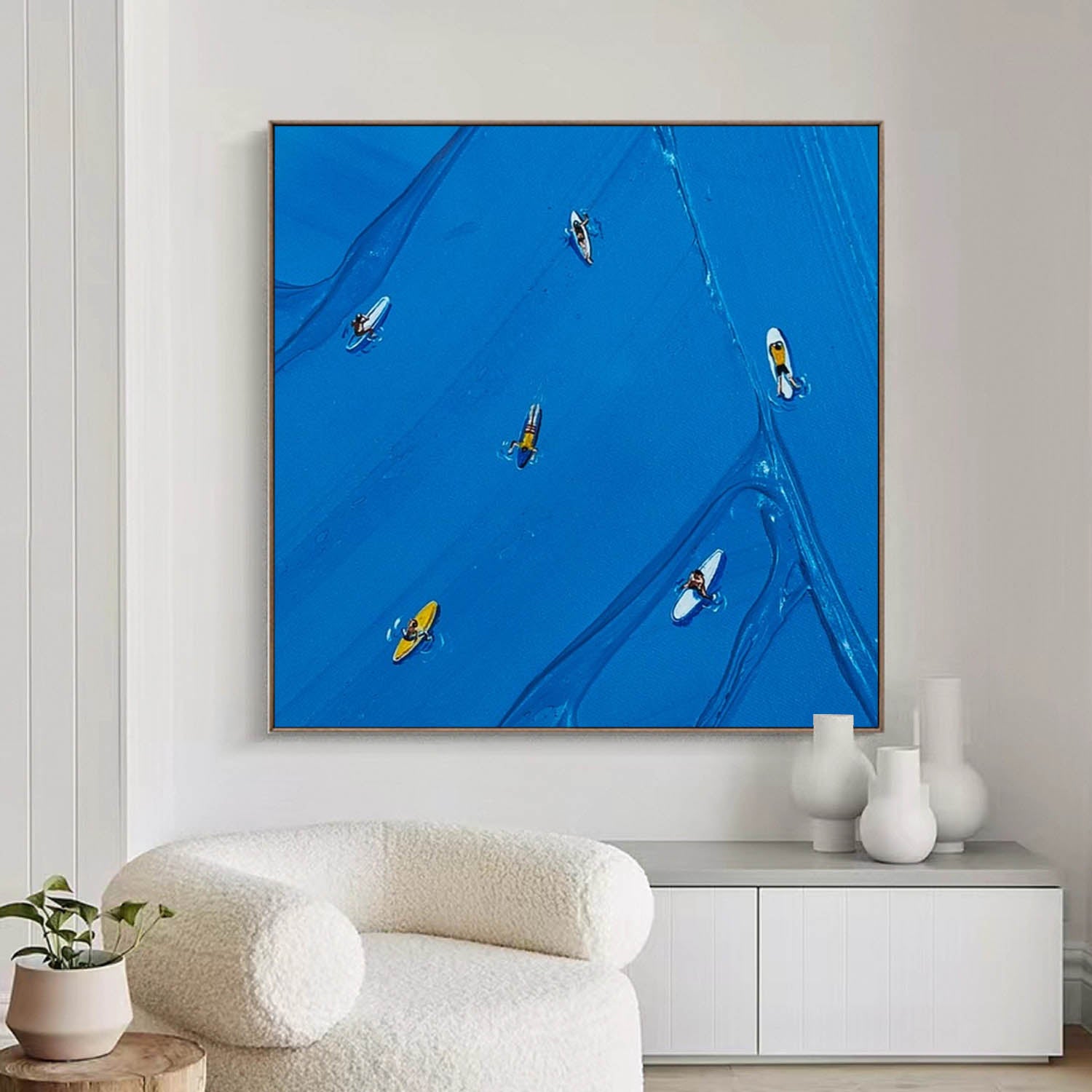 Blue Surf Painting Holiday leisure painting Large Blue textured Abstract Painting Blue Sailing art Blue surfing painting