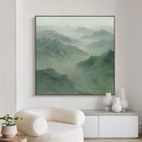 Large Green mountain Abstract Painting Green mountain painting Green landscape painting