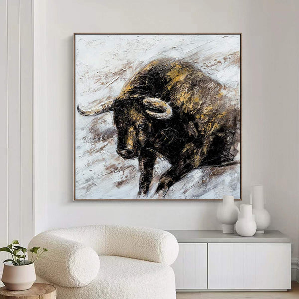 Wall Street Bull painting Bull Abstract Painting on Canvas Animal Painting Bull wall art Hand-painted Bull painting