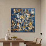 Jackson Pollock Style Painting Pollock Canvas Wall Art Blue Pollock Abstract Art Modern Abstract Colorful Art