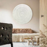 white Circle Painting Beige Textured Wall art white Circle Sculptured art Painting Beige white Circle Art sculpture 