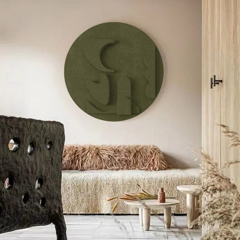 Green Circle Art sculpture Textured Wall Decor Green Circle Sculptured art Painting Customizable colors