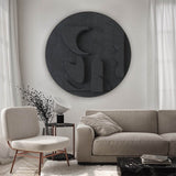 Black Circle Art sculpture Textured Wall Decor Black Circle Sculptured art Painting Customizable colors