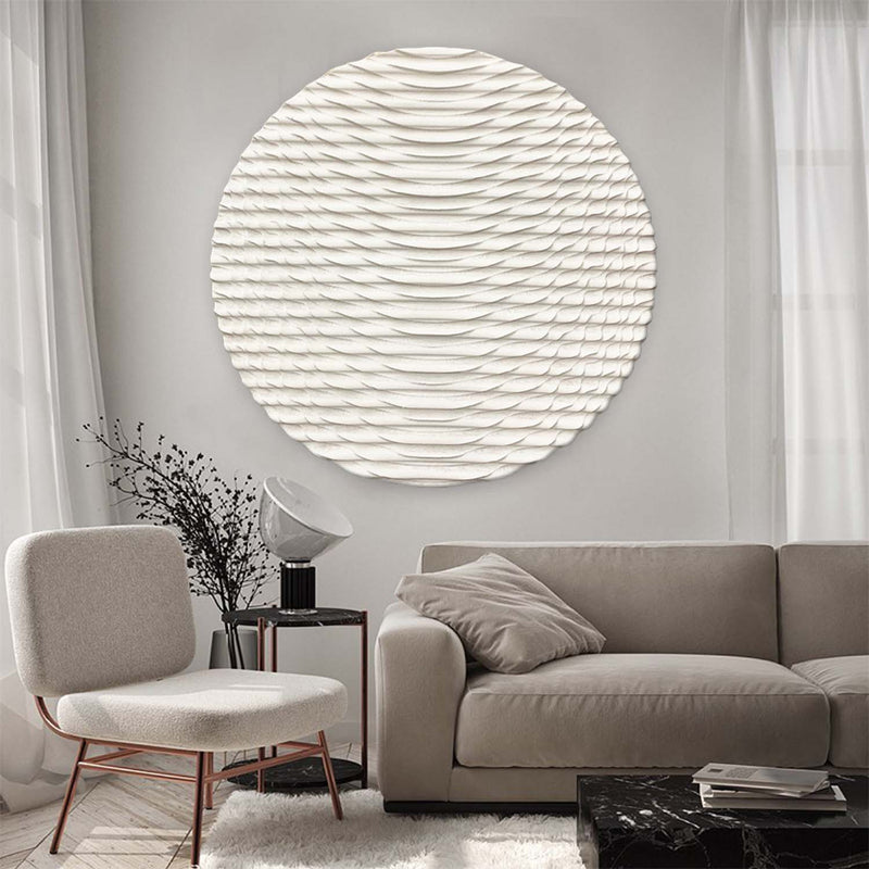 Beige white Circle Art sculpture Beige Textured Wall Decor white Circle Sculptured art Painting white Circle Painting