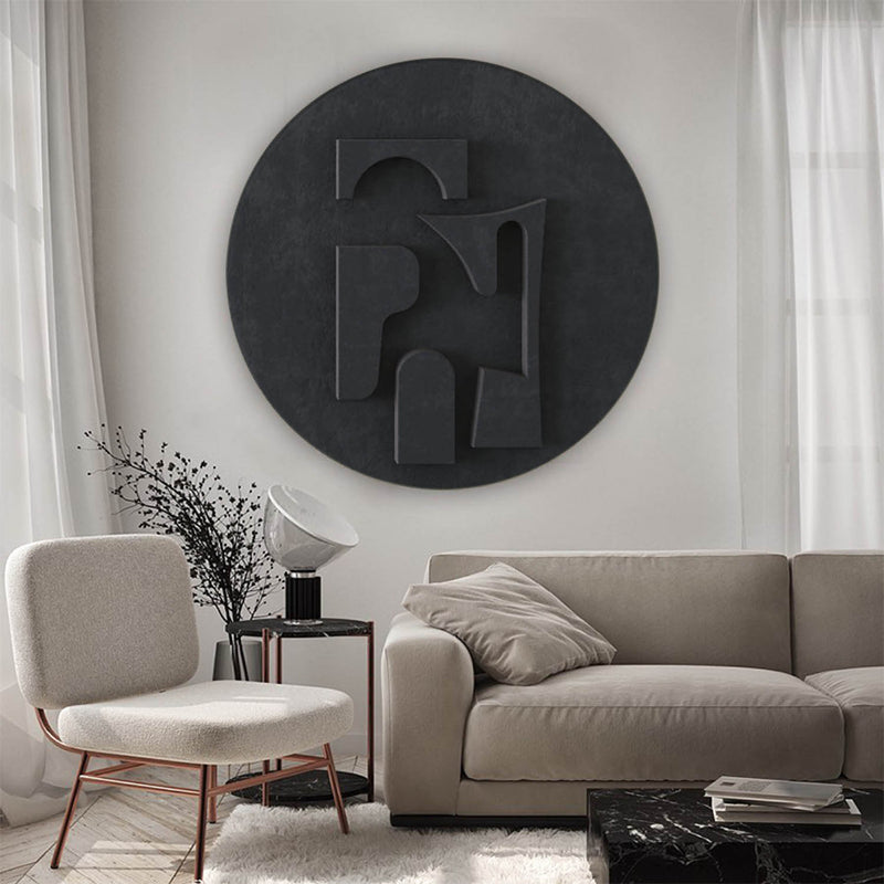 Black Circle Art sculpture Textured Wall Decor Black Circle Sculptured art Painting Black Circle 3D Textured Wall Decor Customizable colors