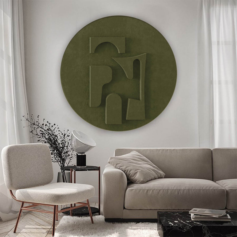 Green Circle Art sculpture Textured Wall Decor Green Circle Sculptured art Painting Customizable colors