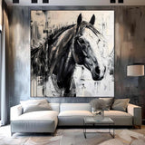 Horse oil painting horse head painting black horse head painting Personalized Gifts Animal Painting