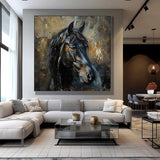 Horse oil painting, brown horse painting, horse head painting, black horse head painting Animal Painting