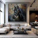 black horse head painting Horse oil painting horse head painting Animal Painting