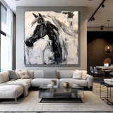 Personalized Gifts Horse oil painting, black horse painting, horse head painting Animal Painting