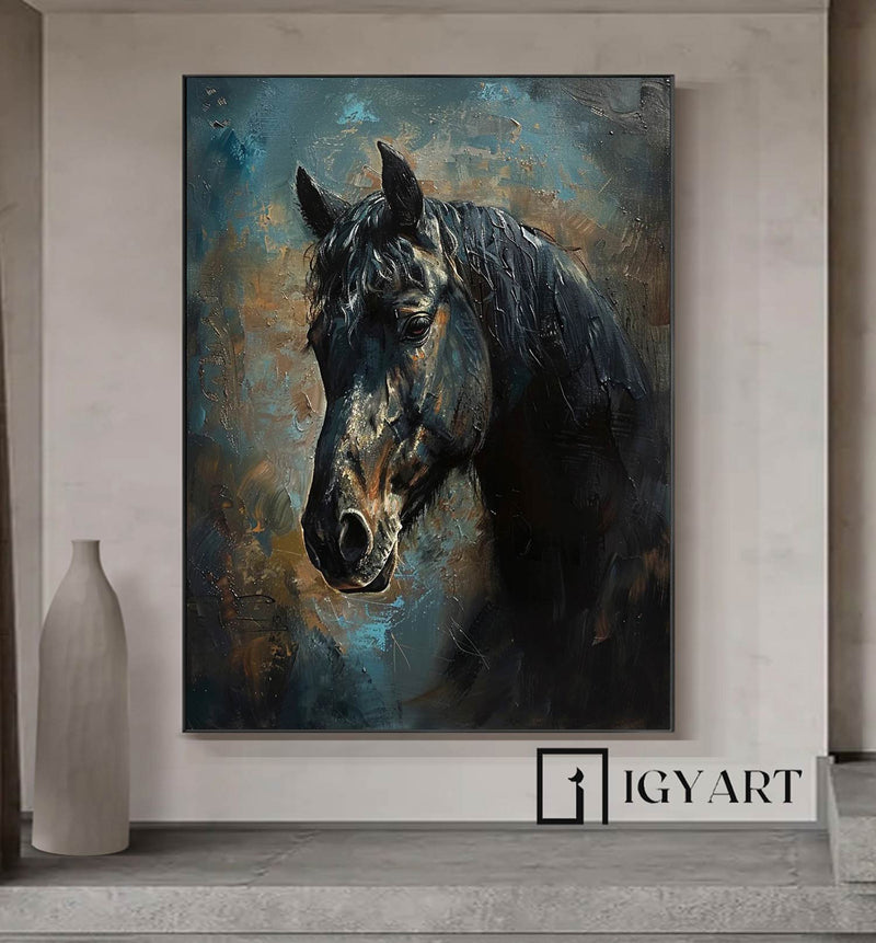 Ferghana horse painting Horse Oil Painting animal wall art Horse Head Painting Personalized Gifts