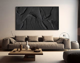 Black 3D Textured Painting Black 3D Minimalist Painting Large Black Abstract Painting 