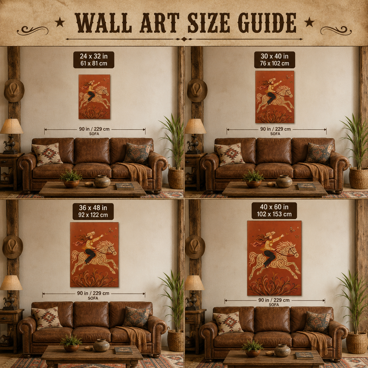 Cowgirl Riding Horse Canvas Painting Hand-Painted Western Art With Butterflies