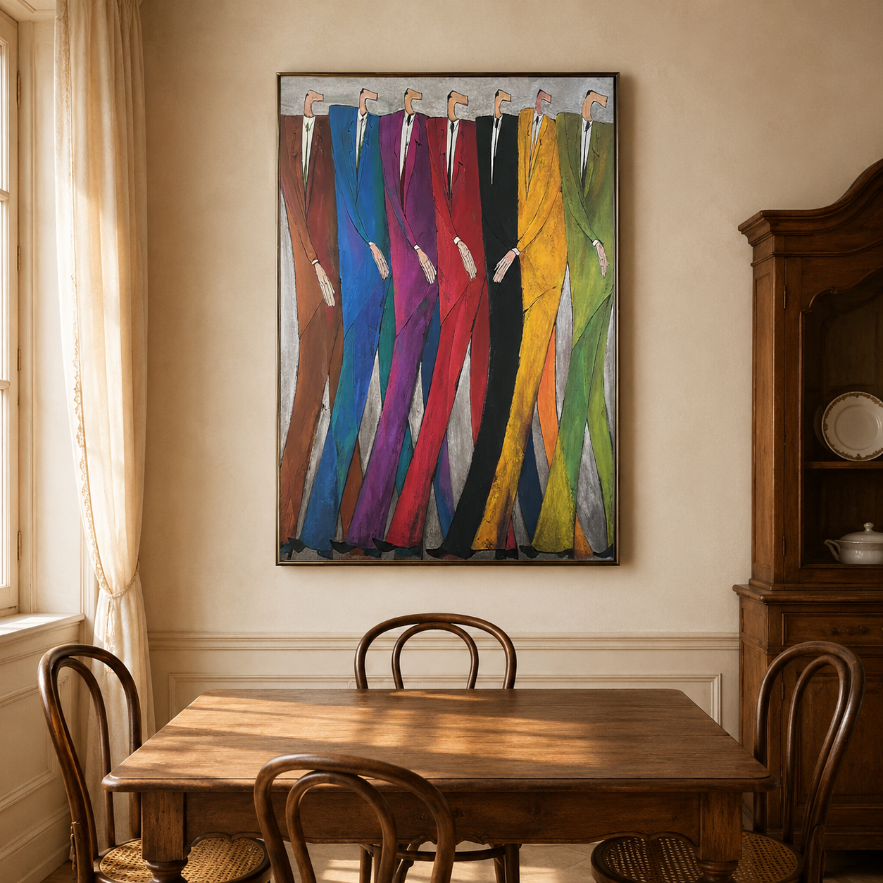 Colorful Abstract Men In Suits Painting For Modern Living Room Wall Art Decor