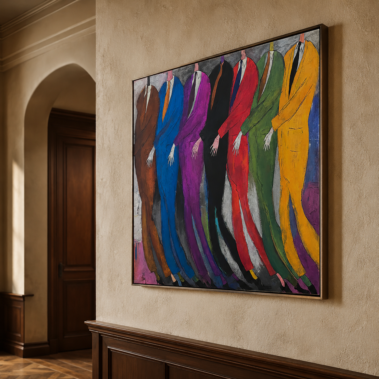 Modern Abstract Men Art Gift Colorful Suits Painting For Office Decor