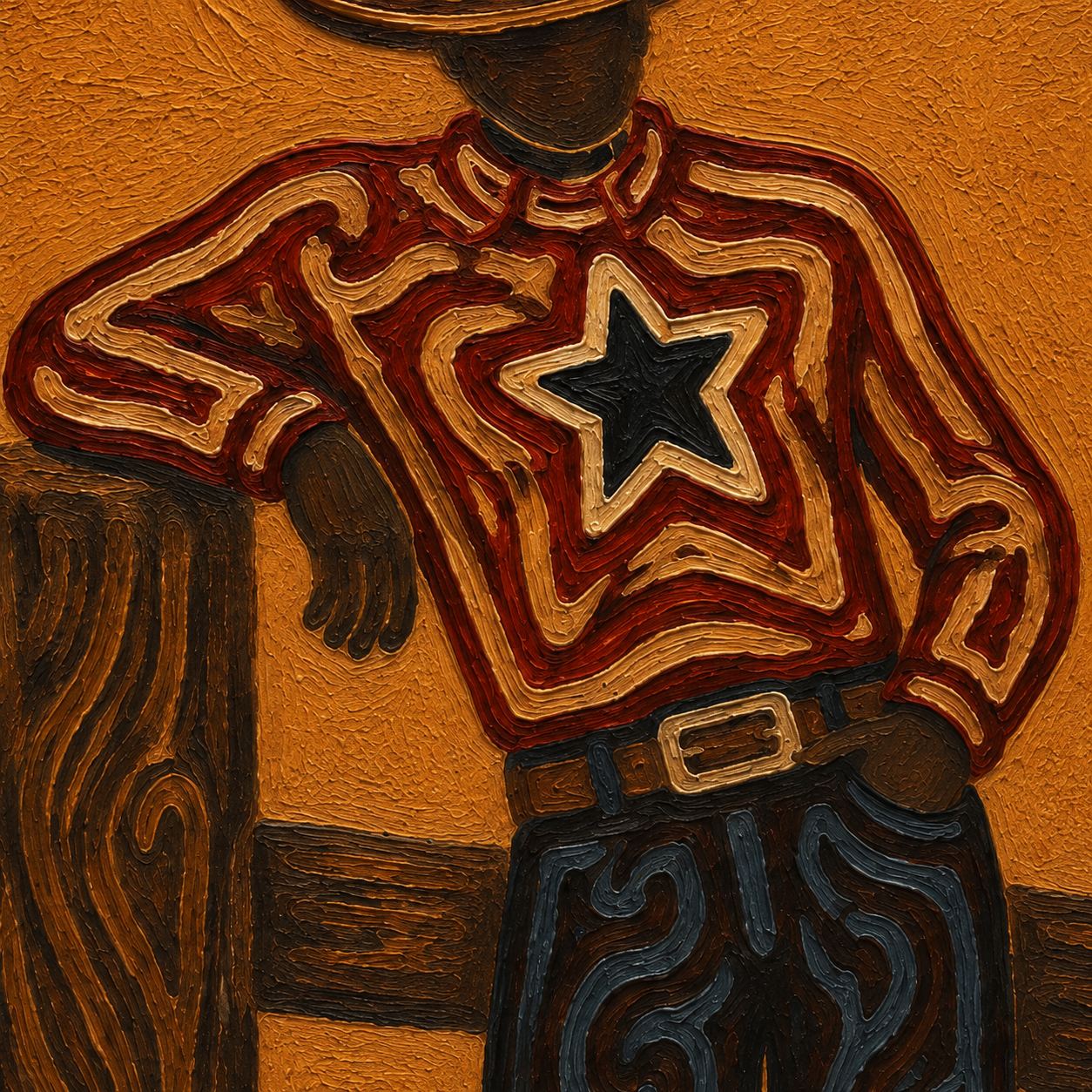 Western Ranch Cowboy Art, Cowboy Leaning On Fence Painting, Country Western Canvas Art