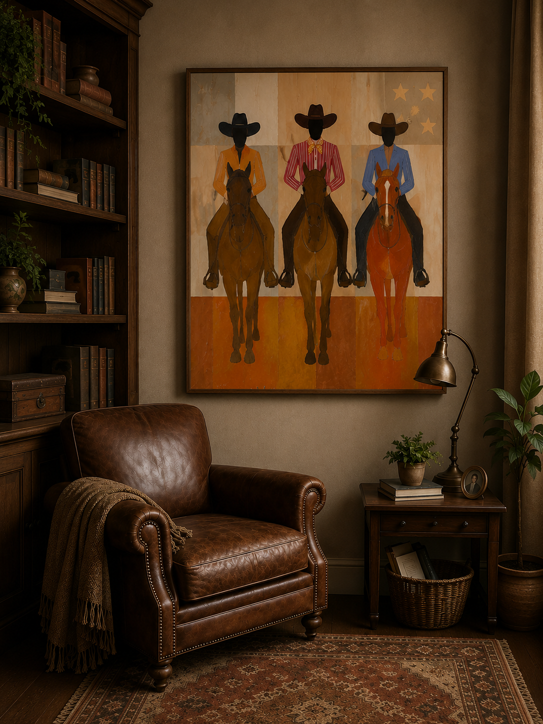 Vintage Cowboy Horse Art Three Riders On Horses Canvas Art Unique Animal Themed Wall Decor For Home