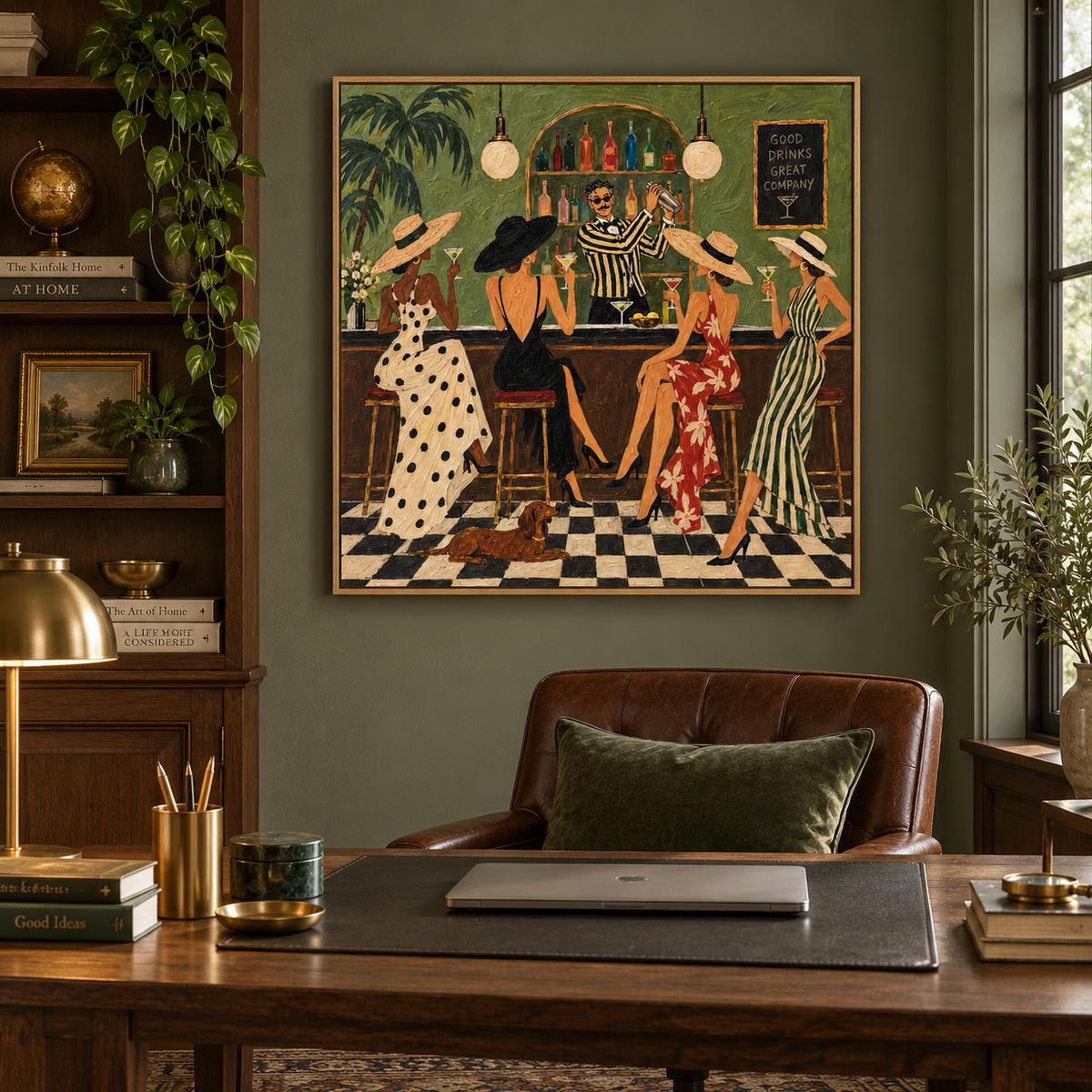 Retro Bar Wall Art For Living Room And Home Bar Decor Original Painting