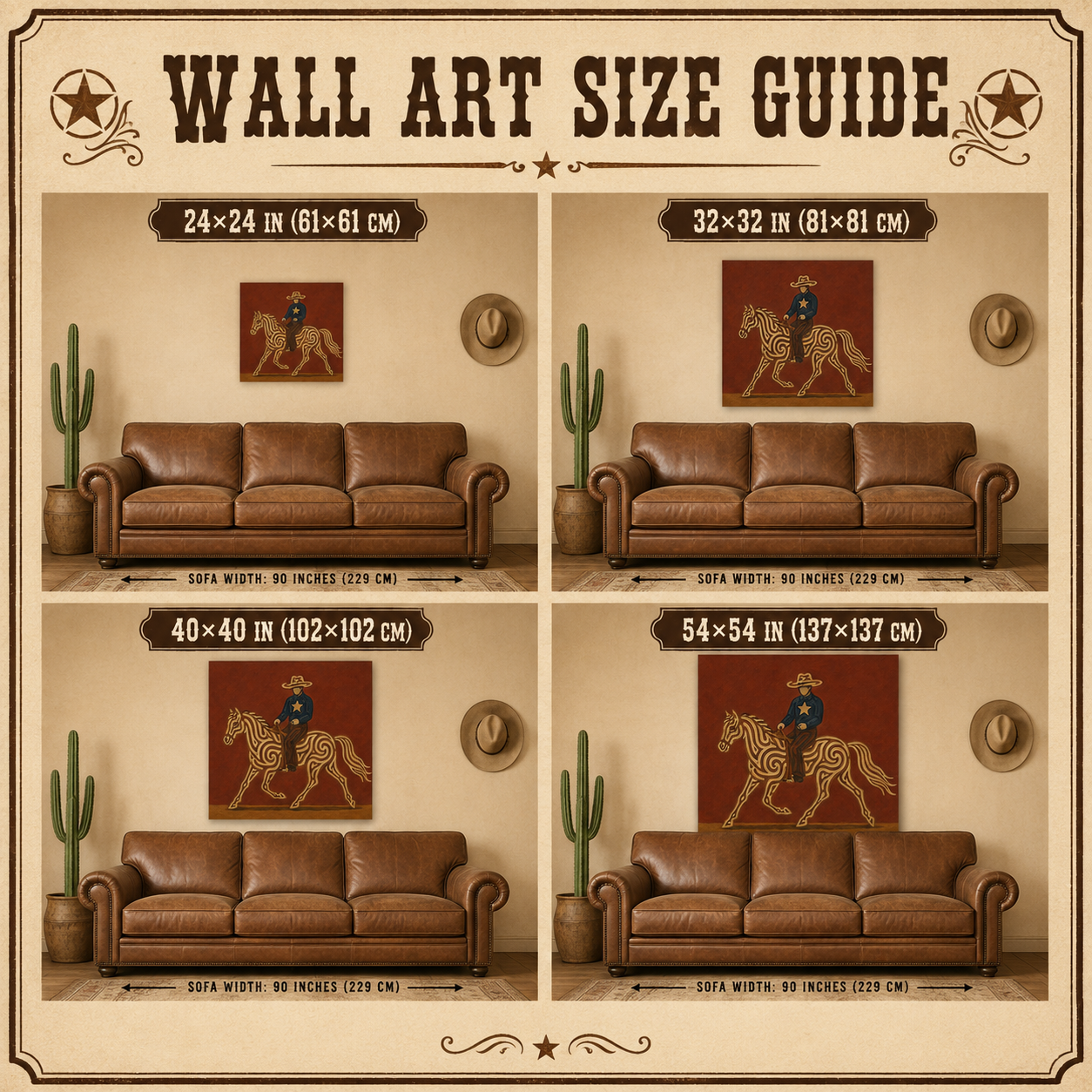 Cowboy Riding Horse Art , Western Ranch Horse Painting, Classic Cowboy Wall For Living Room Decor
