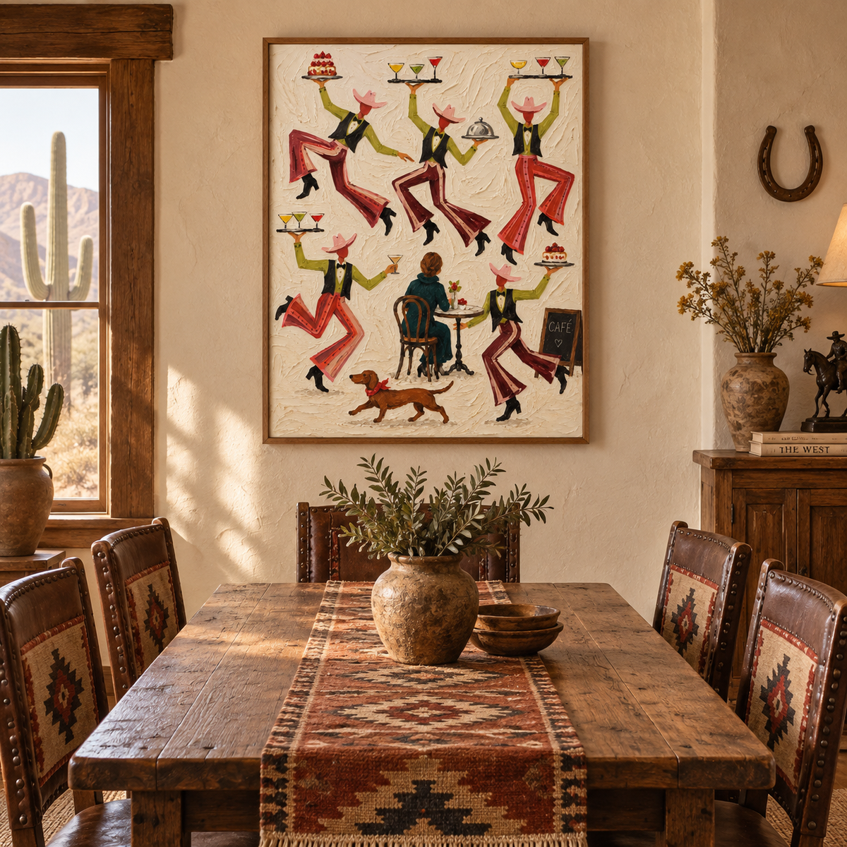 Rustic Dining Room Wall Art Modern Western Café Theme Hand Painted Canvas