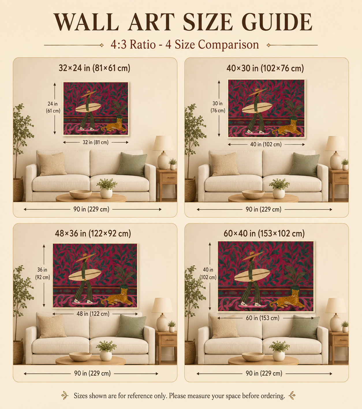 Tropical Folk Surf Woman With Cheetah Pink Floral Background Original Oil Painting For Living Room Decor