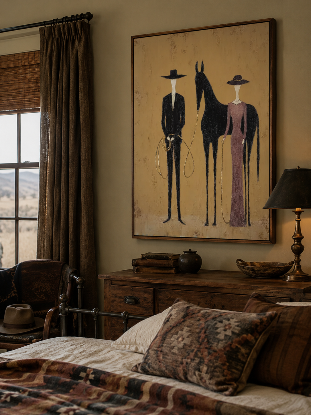 Abstract Equestrian Art For Modern Farmhouse Decor Earthy Tones Original Oil Painting