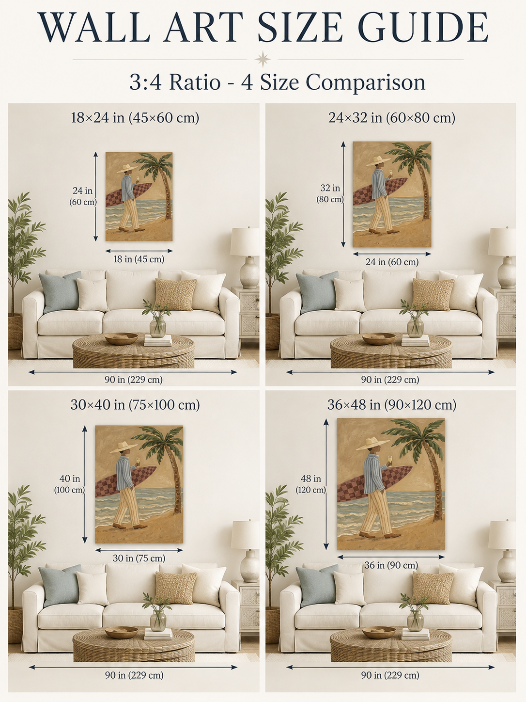 Vintage Surfer With Wine Glass Painting For Coastal Home Decor