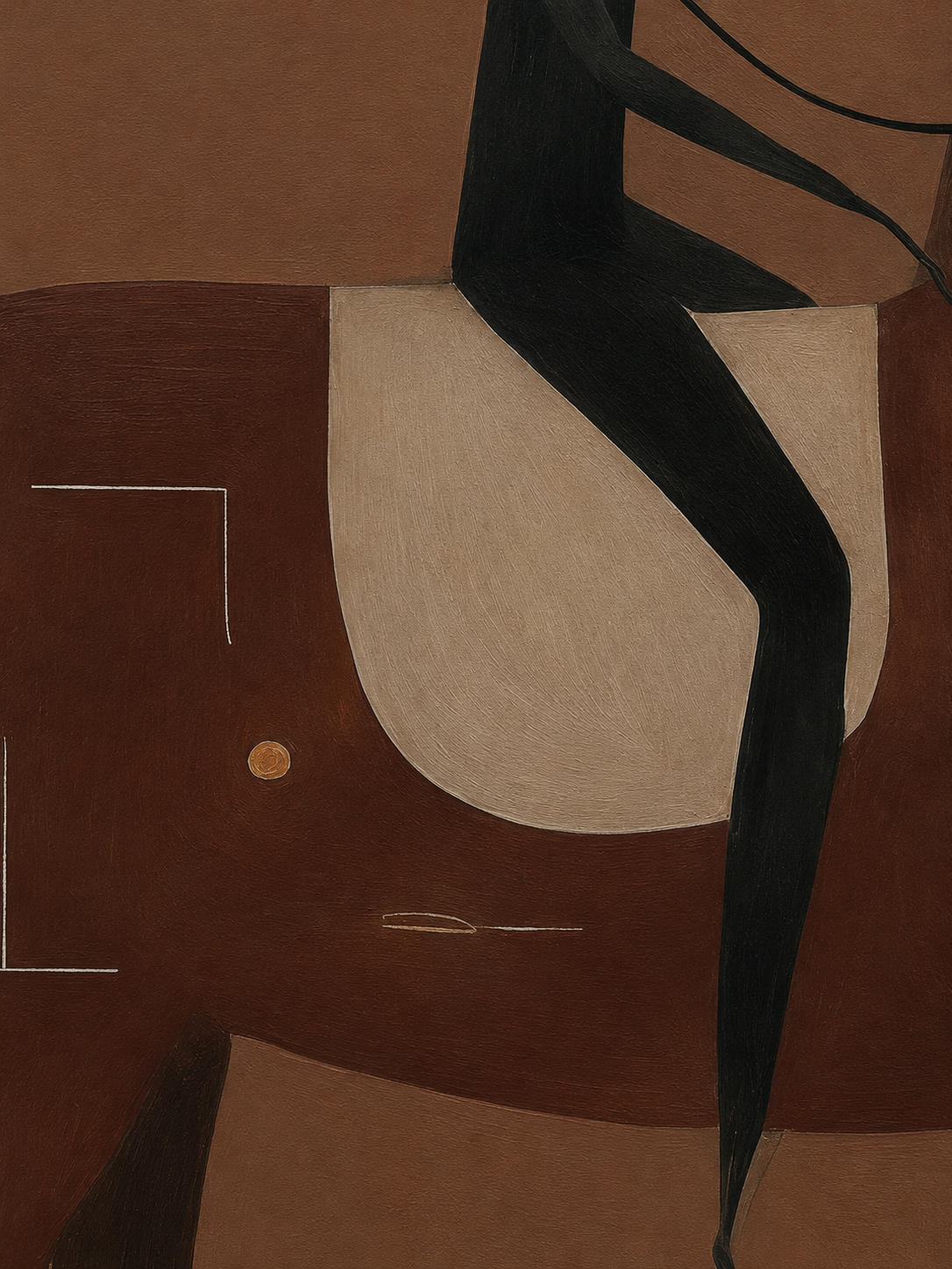 Minimalist Brown Horse Painting With Rider For Living Room Decor