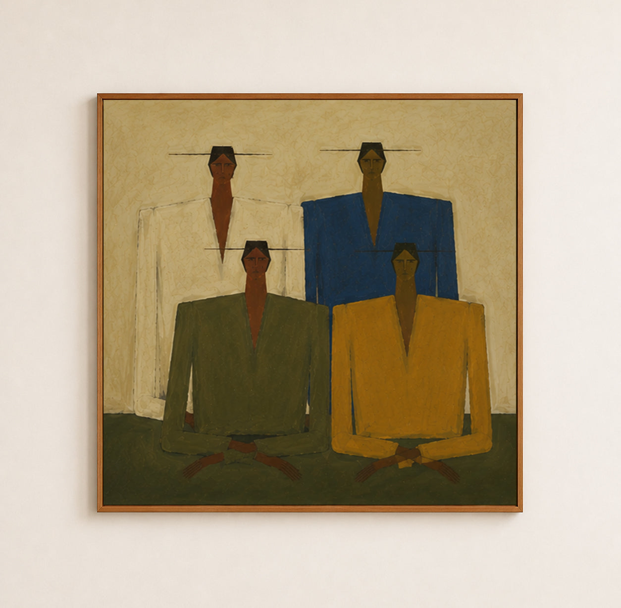 Abstract Figurative Painting With Earth Tones For Modern Living Room Wall Decor