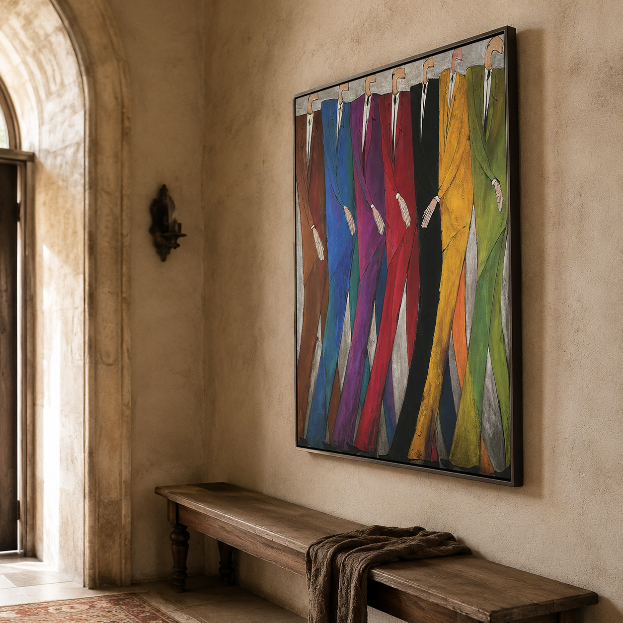 Colorful Abstract Men In Suits Painting For Modern Living Room Wall Art Decor