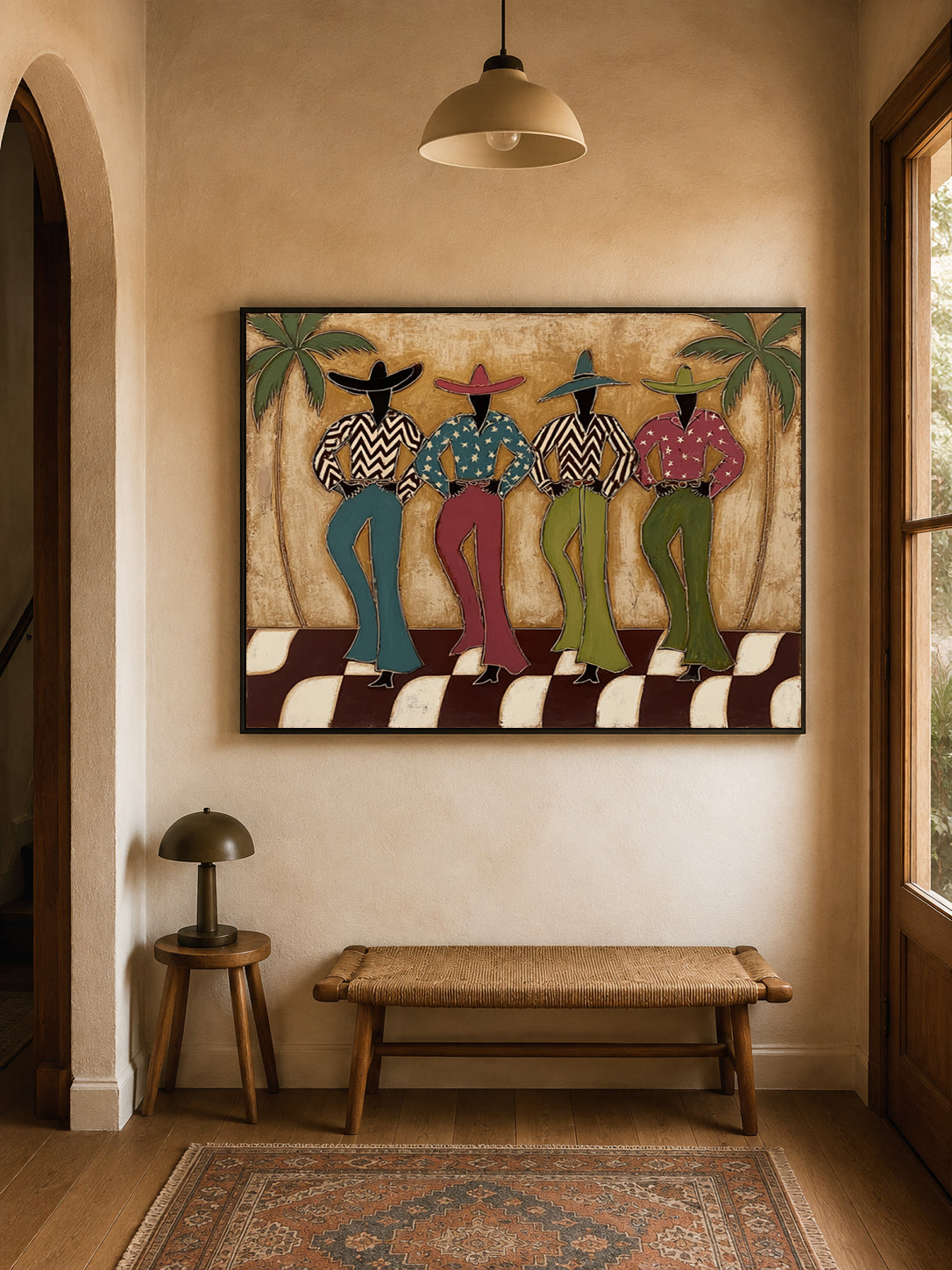 Bohemian Retro Cowboy Painting Original Canvas Art For Southwestern Home Decor