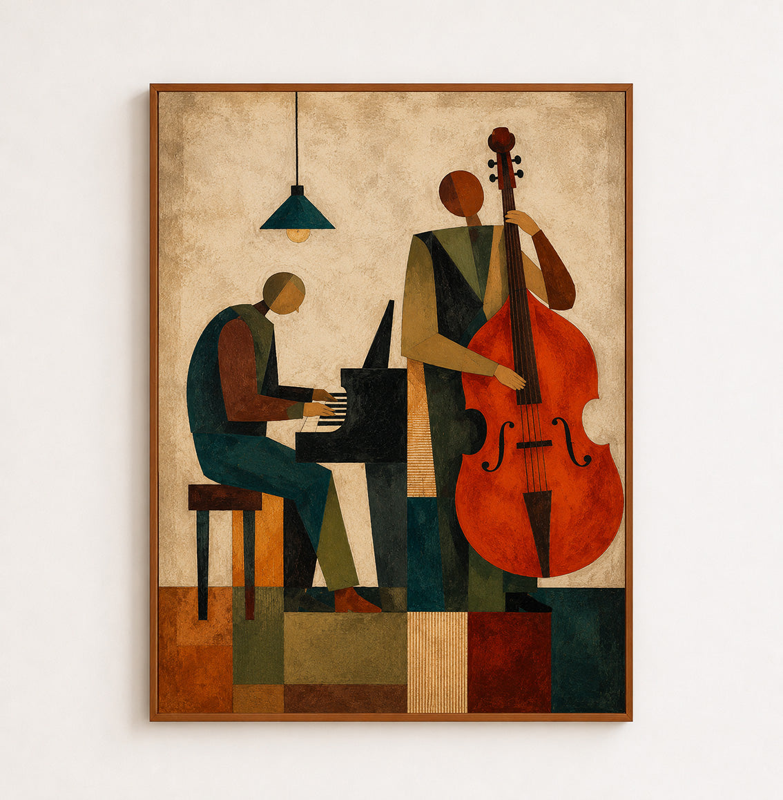 Abstract Jazz Musicians Painting With Piano And Cello For Living Room Decor